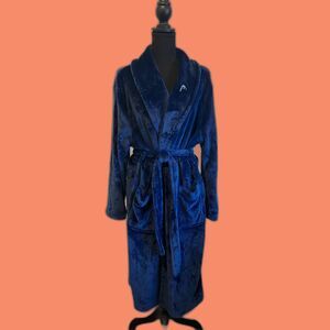 Luxury Plush Navy Blue Bathrobe Men Women Unisex  with Belt & Pockets
